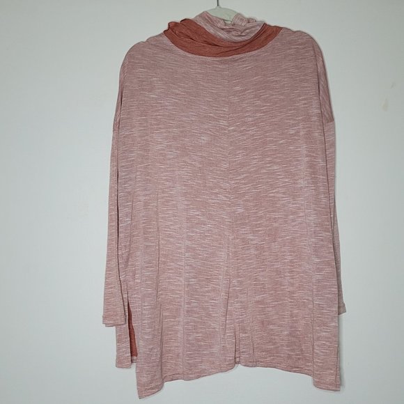 Very J Tunic Oversized Women's Medium Cowl Neck Pink Rust Women's Lagenlook - Picture 2 of 13